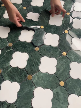 โมเสคหินอ่อน TIMELESS TILES รุ่น MAJESTIC FLORAL 20X20 ซม. สีเขียว EMERALD GREEN_5